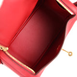 Hermes Mini Lindy Rouge Casaque Swift Gold Hardware