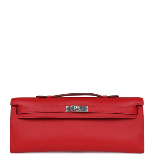 Hermes Kelly Cut Rouge Casaque Swift Palladium Hardware