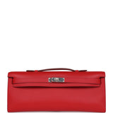 Hermes Kelly Cut Rouge Casaque Swift Palladium Hardware