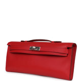 Hermes Kelly Cut Rouge Casaque Swift Palladium Hardware