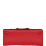 Hermes Kelly Cut Rouge Casaque Swift Palladium Hardware