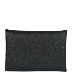 Hermes Calvi Card Holder Black Verso Chevre Palladium Hardware