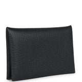 Hermes Calvi Card Holder Black Verso Chevre Palladium Hardware