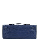 Hermes Kelly Cut Bleu De Malte Matte Porosus Crocodile Palladium Hardware