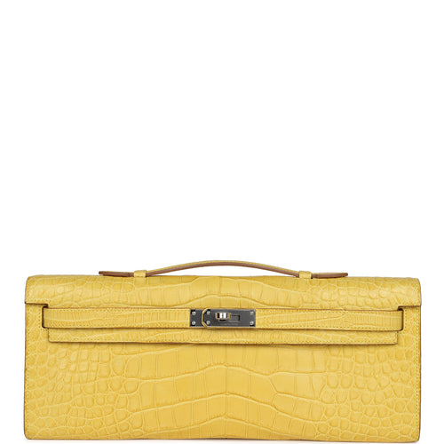 Hermes Kelly Cut Mimosa Matte Alligator Palladium Hardware