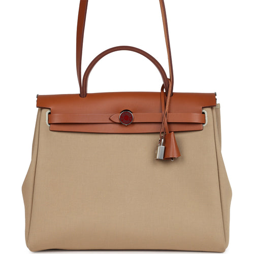 Hermes Special Order (HSS) Herbag Zip PM 31 Trench Officier Canvas and Fauve Hunter Lacquered Palladium Hardware