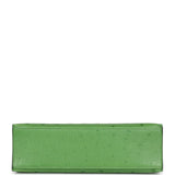 Hermes Kelly Pochette Vert Yucca Ostrich Palladium Hardware