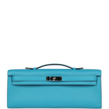 Hermes Kelly Cut Turquoise Swift Palladium Hardware