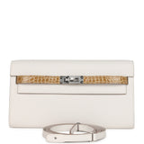 Hermes Kelly Wallet To Go Touch Gris Pale Epsom and Beige Sable Shiny Alligator Palladium Hardware