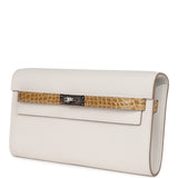 Hermes Kelly Wallet To Go Touch Gris Pale Epsom and Beige Sable Shiny Alligator Palladium Hardware