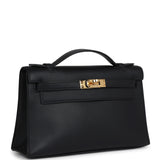 Hermes Kelly Pochette Black Swift Gold Hardware