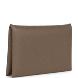 Hermes Calvi Card Holder Etoupe Epsom Palladium Hardware