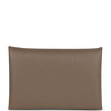 Hermes Calvi Card Holder Etoupe Epsom Palladium Hardware