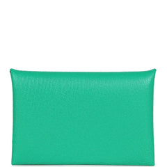 Hermes Calvi Card Holder Verso Menthe Verso Chevre Mysore Palladium Hardware