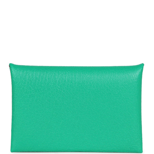 Hermes Calvi Card Holder Verso Menthe Verso Chevre Mysore Palladium Hardware
