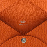 Hermes Calvi Card Holder Orange Epsom Palladium Hardware