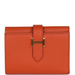 Hermes Bearn Combine Compact Wallet Terre Battue Epsom Gold Hardware