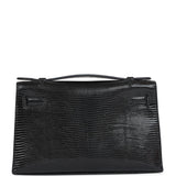 Hermes Kelly Pochette Black Varanus Niloticus Lizard Gold Hardware