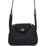 Hermes Mini Lindy Black Clemence Gold Hardware