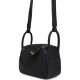 Hermes Mini Lindy Black Clemence Gold Hardware