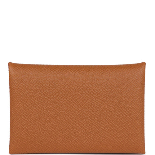 Hermes Calvi Card Holder Gold Epsom Palladium Hardware