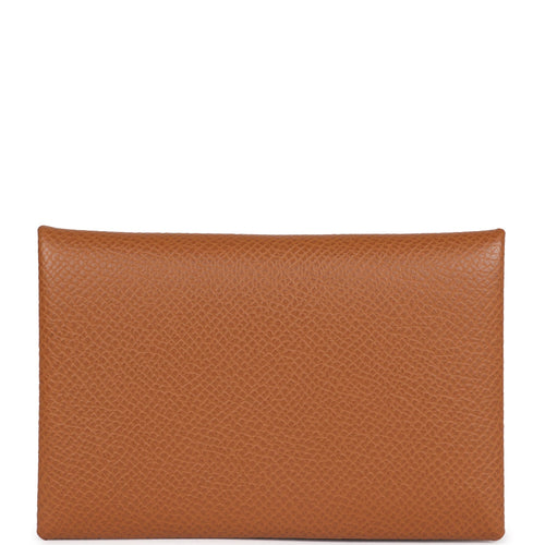 Hermes Calvi Card Holder Gold Epsom Palladium Hardware