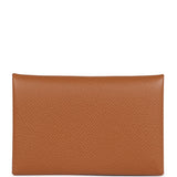 Hermes Calvi Card Holder Gold Epsom Palladium Hardware