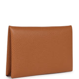 Hermes Calvi Card Holder Gold Epsom Palladium Hardware