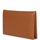 Hermes Calvi Card Holder Gold Epsom Palladium Hardware