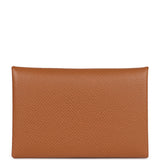 Hermes Calvi Card Holder Gold Epsom Palladium Hardware