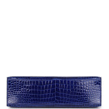 Hermes Kelly Pochette Bleu Electric Shiny Porosus Crocodile Palladium Hardware