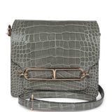 Hermes Mini Roulis Gris Ciment Shiny Alligator Permabrass Hardware