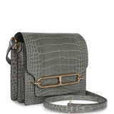 Hermes Mini Roulis Gris Ciment Shiny Alligator Permabrass Hardware