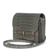 Hermes Mini Roulis Gris Ciment Shiny Alligator Permabrass Hardware