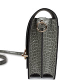 Hermes Mini Roulis Gris Ciment Shiny Alligator Permabrass Hardware