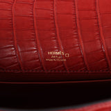 Pre-owned Hermes Kelly Pochette Rouge H Matte Alligator Permabrass Hardware