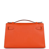 Pre-owned Hermes Kelly Pochette Feu Epsom Palladium Hardware