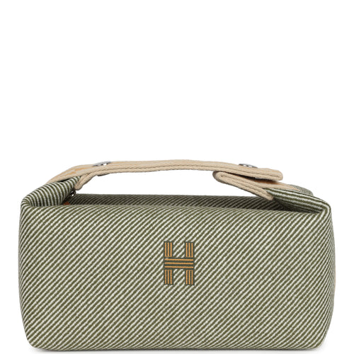 Hermes Bride-A-Brac PM Vert Natte Canvas and Wool Palladium Hardware