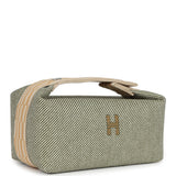 Hermes Bride-A-Brac PM Vert Foret H Natte Canvas and Wool Palladium Hardware