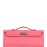 Hermes Kelly Cut Rose Azalee Swift Palladium Hardware