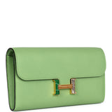 Hermes Constance Wallet To Go Vert Criquet Epsom Marquette Gold Hardware