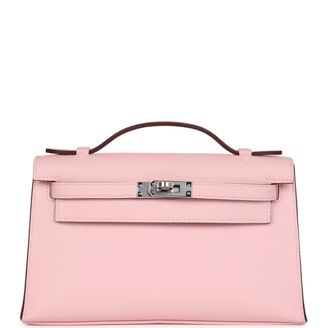 Hermes Kelly Pochette Rose Sakura Swift Palladium Hardware