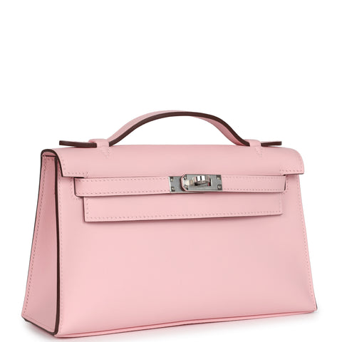 Hermes Kelly Pochette Rose Sakura Swift Palladium Hardware