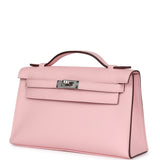 Hermes Kelly Pochette Rose Sakura Swift Palladium Hardware