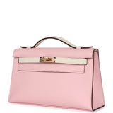 Hermes Special Order (HSS) Kelly Pochette Rose Sakura and Nata Swift Rose Gold Hardware