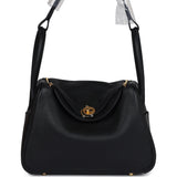 Hermes Lindy 26 Black Clemence Gold Hardware