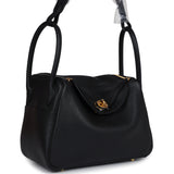 Hermes Lindy 26 Black Clemence Gold Hardware