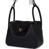 Hermes Lindy 26 Black Clemence Gold Hardware