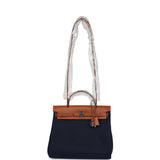 Hermes Herbag Zip PM 31 Bleu Indigo Toile H & Fauve Vache Hunter Palladium Hardware