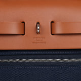 Hermes Herbag Zip PM 31 Bleu Indigo Toile H & Fauve Vache Hunter Palladium Hardware